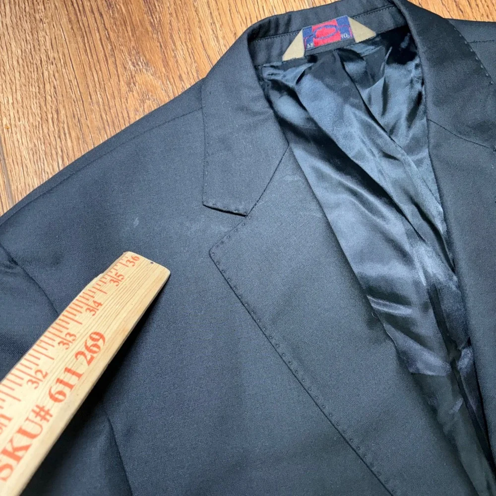 Pronto Uomo Signature Mens 46R Suit Jacket Black Super 120s Wool Made in Italy
